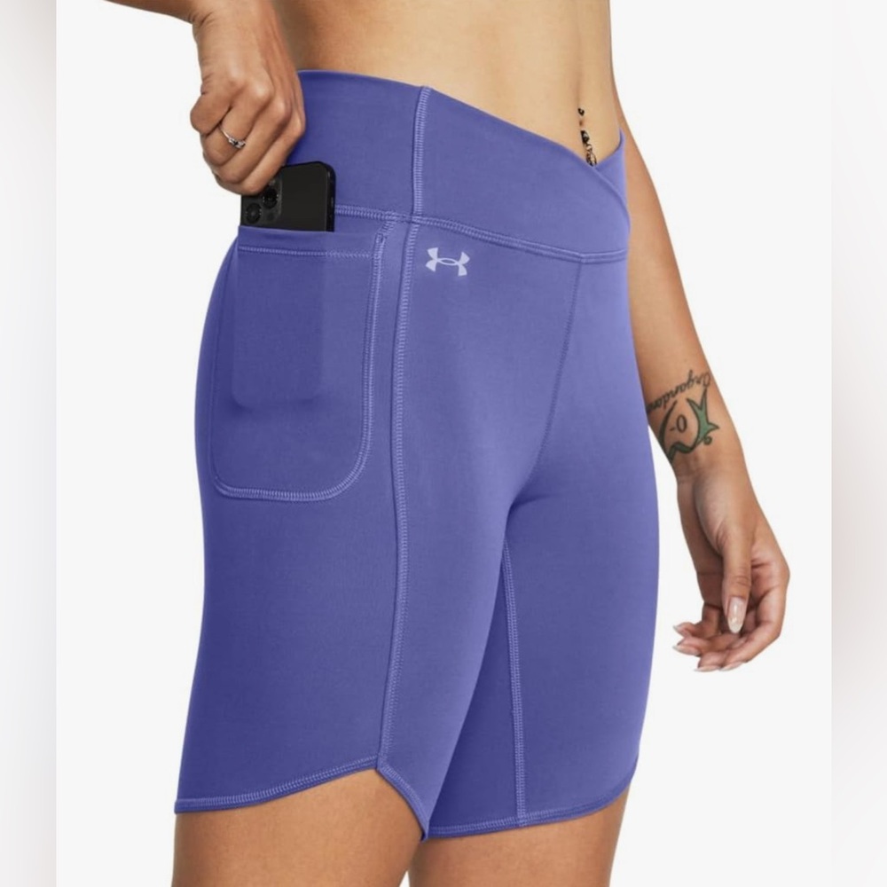 Under Armour Women's High Waist Motion Crossover Bike Shorts Purple Medium NWT